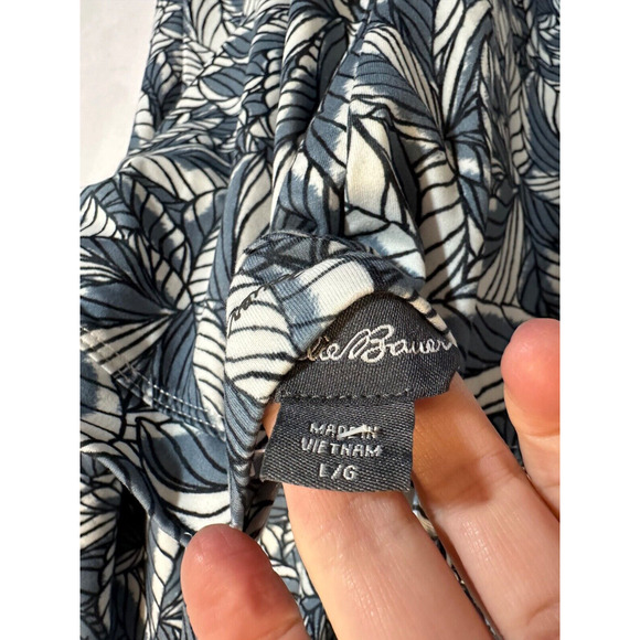 NWT Eddie Bauer Women L Sleeveless Harmony Dress Ombre Blue Simple Palm C6 - Picture 8 of 11